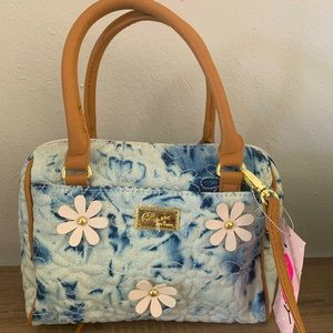 Luv betsey Johnson crossbody bag purse denim flowers